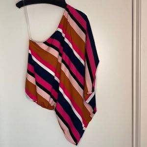 *Brand New Multi Colored One Shoulder Top Size L